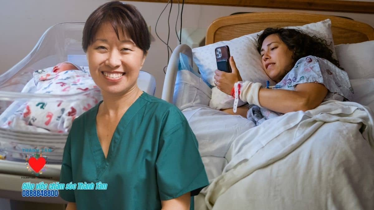 Nhân viên chăm sóc mẹ và bé mới sinh (nuôi đẻ) tại bệnh viện Lê Văn Thịnh